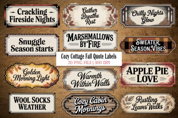 Download Cozy Cottage Fall Quote Labels - Fall Collection