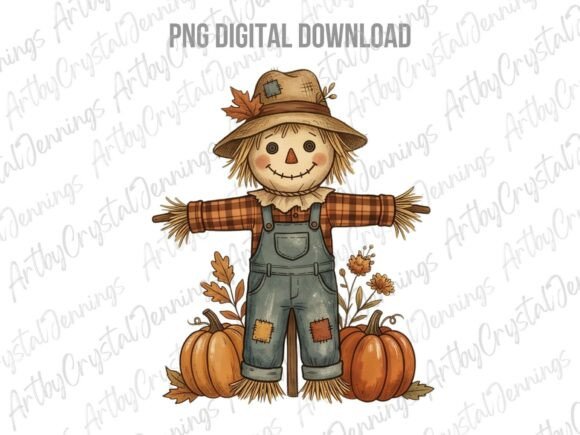 Download Cute Fall Scarecrow Pumpkin PNG - Fall Collection