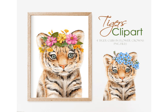 Download Baby Tiger in Flower Crown, Wreath - Flower crown Collection