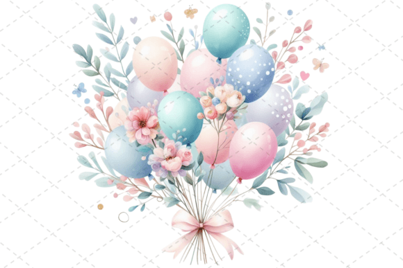 Download Festive Watercolor Balloon Bouquet - Premium Resources