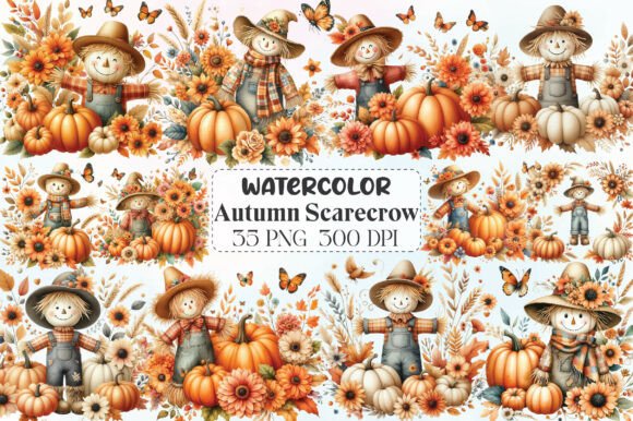 Download Autumn Fall Scarecrow Clipart - Fall Collection