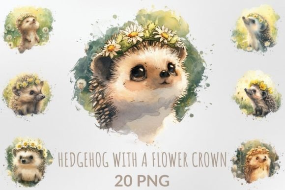 Download Small Hedgehog with a Flower Crown - Premium Resources