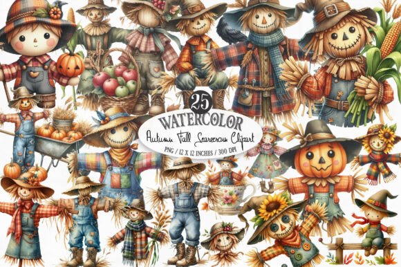 Download Autumn Fall Scarecrow Clipart - Fall Collection