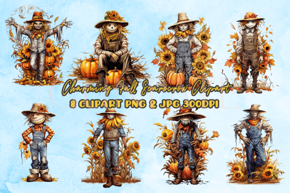 Download Charming Fall Scarecrow Clipart - Fall Collection