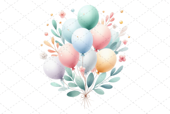 Download Festive Watercolor Balloon Bouquet - Festive watercolor Collection