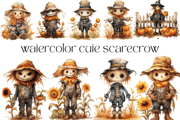 Download Watercolor Cute Scarecrow - Cute scarecrow Collection