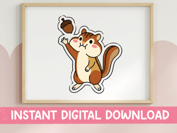 Download Chipmunk Holding Acorn Fall Sticker - Fall Collection