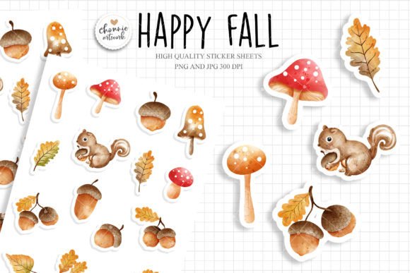 Download Acorn Sticker Sheets, Happy Fall Sticker - Fall Collection