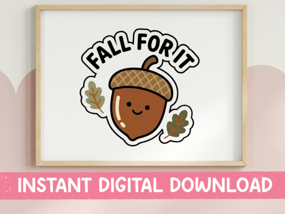 Download Fall for It Cute Acorn Sticker - Fall Collection